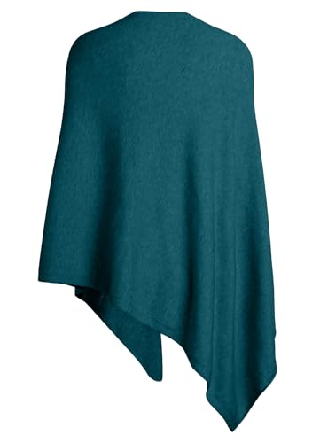 PULI Women's Versatile Knitted Shawls Scarf Poncho Sweater with Buttons Lightweight Spring Summer Fall Wraps - color: A-dark Cyan
