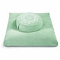 Meditation Cushion Set Zafu & Zabuton – Buckwheat Hull & Memory Foam, Adjustable Floor Pillow for Yoga, Meditation & Sitting, Removable Velvet Cover (Sage Green) - color: Sage Green