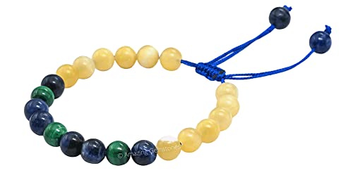 Amazing Gemstone Diabetic Support Bracelet - Yellow Calcite Sodalite Malachite Bracelet Set for Men Women Healing Calming Anxiety Stress Relief Gifts Pulseras Para Hombres Mujer Stocking Stuffers - color: Diabetic Support