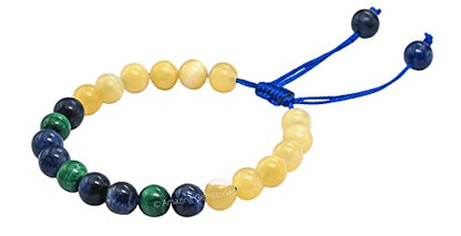 Amazing Gemstone Diabetic Support Bracelet - Yellow Calcite Sodalite Malachite Bracelet Set for Men Women Healing Calming Anxiety Stress Relief Gifts Pulseras Para Hombres Mujer Stocking Stuffers - color: Diabetic Support
