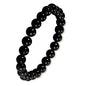 Agate Round Beaded Bracelet for Women Men Natural Agates Stone Healing Bracelets Stretch Elastic Handmade Polished Gemstone Beads Bracelet - color: Black, size: 8mm Beads
