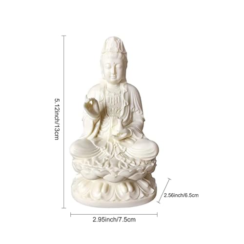 Quan Yin Statue, Godness of Mercy Guan Yin Sculpture Home Office Decor,Peace Kuan Yin Figurine Ornament Chinese Feng Shui Zen Decor,Female Buddha Statue Meditation Gift