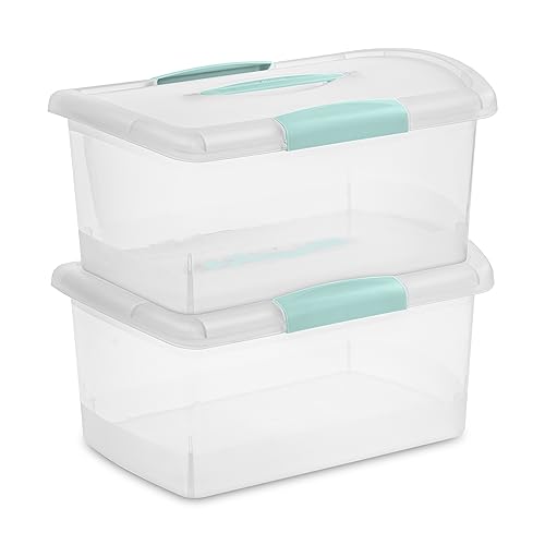 Sterilite 6 Pack Stackable Storage Bin with Latch Lid, Medium Nesting ShowOffs, Clear - size: Medium, style: 6 Pack