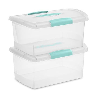 Sterilite 6 Pack Stackable Storage Bin with Latch Lid, Medium Nesting ShowOffs, Clear - size: Medium, style: 6 Pack