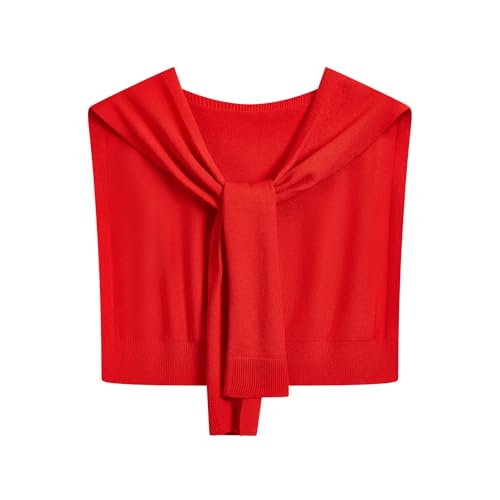 Knitted Shawl Wraps for Women, Fashion Sweater Shawls Scarf Cape, Shoulder Sweater for Travel Casual - color: Red, size: Large