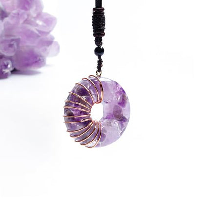 Day Day Up Green Aventurine Fluorite Crystal Necklace - 1.52" Donut Pendant Energy Necklace with Handmade Copper Wire Wrap - Heart Chakra Stone Jewelry for Meditation Good Luck Prosperity - color: 2