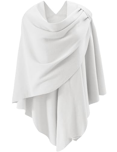Womens Open Front Poncho Sweater Wrap Topper Knitted Elegant Shawls Cape for Spring Fall Winter - color: Series 1-ivory