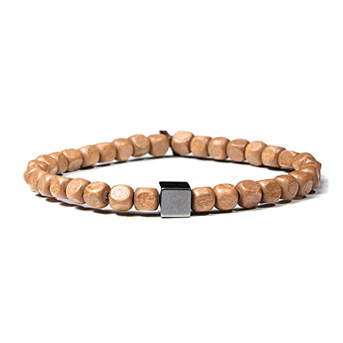 Natural Wood Beads Bracelet for Men Women Wooden Bracelet for Prayer Meditation Healing - color: A3: 4Pcs