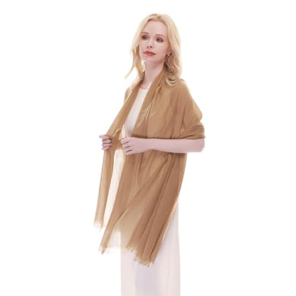 RIIQIICHY Scarf for Women Lightweight Solid Color Long Fashion Gauze Scarves Shawl Wrap - color: Camel