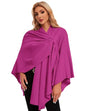 PULI Womens Elegant Cross Front Shawl Wraps Knitted Ponchos Cape Light Weight Poncho Sweater Soft Warm Travel Wraps - color: Hotpink