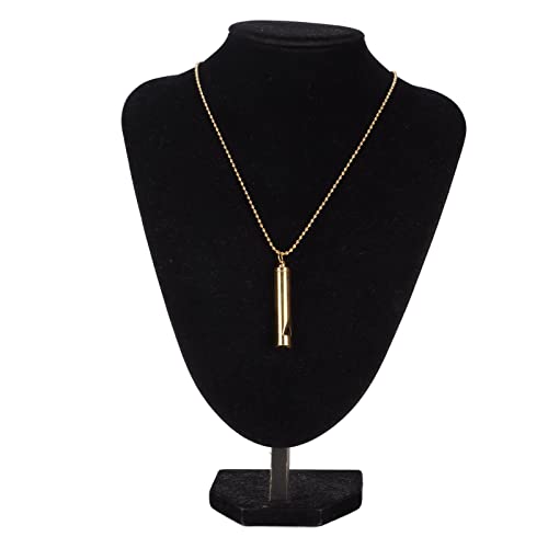 ANGGREK Whistle Necklace, Necklace Anxiety Relief Necklace Meditation Necklace Stainless Steel Whistle Necklace for Men Women - color: Gold