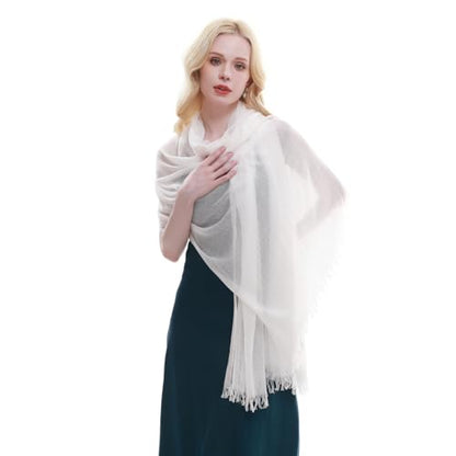 RIIQIICHY Scarf for Women Lightweight Solid Color Long Fashion Gauze Scarves Shawl Wrap - color: White