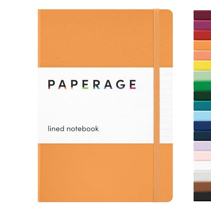 PAPERAGE Lined Journal Notebook, Hardcover Journal for Women & Men, 160 Pages, (5.6 in x 8 in), College Ruled Journaling Notebook for Work, School Supplies & Note Taking, (Marigold) - color: Marigold, style: A. Lined