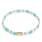 Tila Flat Beaded Stretch Bracelets for Women, Trendy Unique Handmade Stackable Green Blue Square Beads Miyuk Link Bracelet Summer Jewelry Gift - color: Turquoise Gold
