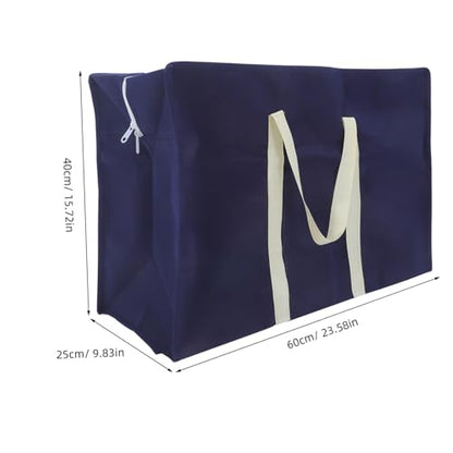 KOMBIUDA Folding Large Storage Bag Versatile Comforter Container for Clothes Quilts Sundries Space Saving Non Woven for Travel Moving Gym Use Navy Blue
