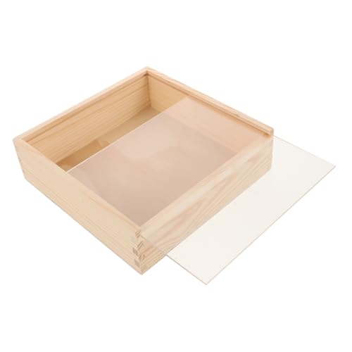Alipis Acrylic Lid Wooden Box for Storage Jewelry Organizer Wooden Sliding Lid Space-saving Lightweight for Home Bedroom Travel