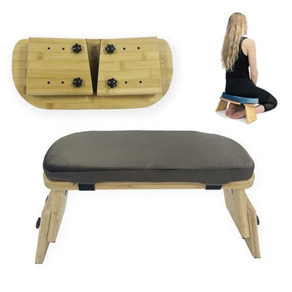 Meditation Stool Foldable Wooden Ergonomic Low Seat Teahouse Adults Deeper &