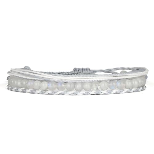 Handmade Healing Bracelet,6mm Natural Gem Stone Bracelet rope bracelet - color: Moonstone (New Beginnings), size: 4mm