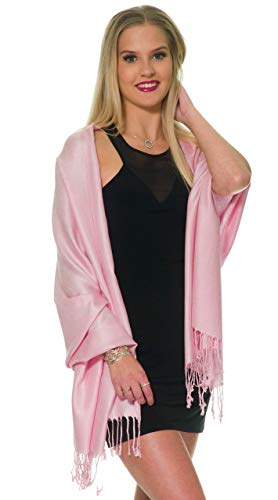 Pashmina Shawls and Wraps for Evening Dresses, Large Soft Pashminas Wedding Shawl - color: Pastel Soft Pink