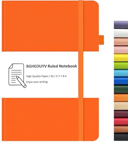 Notebook Journal, College Ruled Notebook Lined A5 160 Pages,Hard Cover Journals for Writing, Notebooks for Work Office School Women Men,5.7 inches x 8.4 inches(Orange) - color: Orange