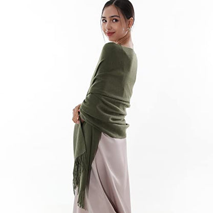 RIIQIICHY Winter Scarfs for Women Pashmina Shawls Wraps for Evening Dresses Large Warm Soft Scarves - color: Green