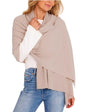 EsheSy Women's Shawl Wrap Open Front Poncho Sweater Ribbed Hem Loose Shrug Cardigan Scarf Travel Cover ups - color: Apricot