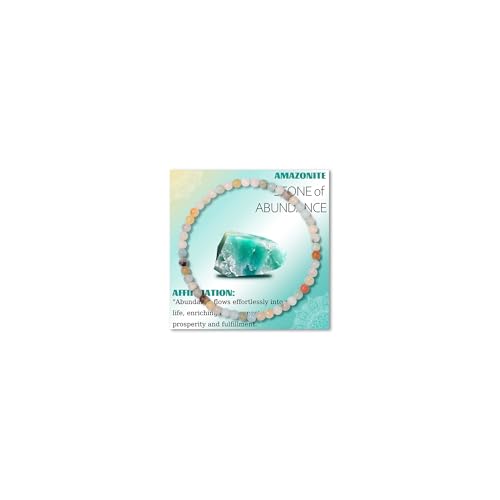Crystal Beaded Bracelets for Women 4mm Clear Quartz Bead Handmade Gemstone Stretch Elastic Bracelet Natural Stone Crystal Healing Reiki Spiritual Jewelry Gifts - color: Amazonite, size: 4mm