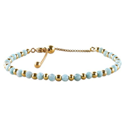 InfinityGemsArt Bracelets For Women Birthstone Jewelry Micro Beads Beaded Stone Bolo Single Slider Crystals Gemstones 14K Gold Plated Adjustable Chain, best Gifts For Her.