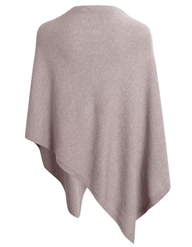 PULI Women's Versatile Knitted Shawls Scarf Poncho Sweater with Buttons Lightweight Spring Summer Fall Wraps - color: A-oatmeal Mink