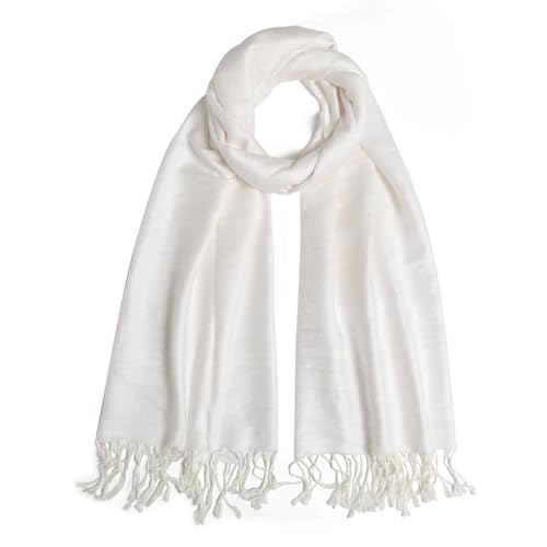Ciormis Two Tone Silky Paisley Pashmina Shawl Scarf,Soft Women's Rave Jacquard Pashminas Wrap Scarves - color: B1#. White Paisley
