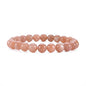 Cherry Tree Collection Gemstone Beaded Stretch Bracelet 8mm Round Beads 7" - color: Peach Moonstone