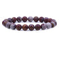 Keleny Gem Semi Precious Gemstones 8mm Natural Quartzite Stone Round Beads Crystal Stretch Bracelet 7 Inch Unisex - color: Matt Red Noreena Jasper