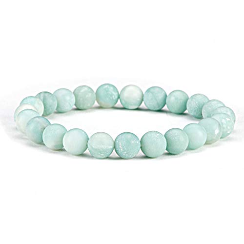 Cherry Tree Collection - Small, Medium, Large Sizes - Gemstone Beaded Bracelets For Women and Men - 8mm Round Beads - color: Amazonite Matte, size: Medium