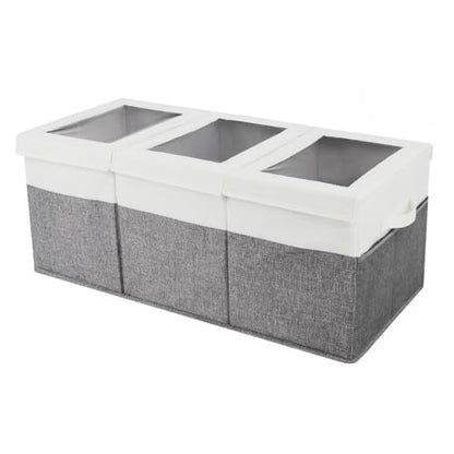 Extra Large Storage Box Bin with Lid and Dividers, Collapsible Storage Chest Organizers, Organizer Box for Closet,Dorm Room,Living Room,Bedroom 30 * 13 * 12 Inches