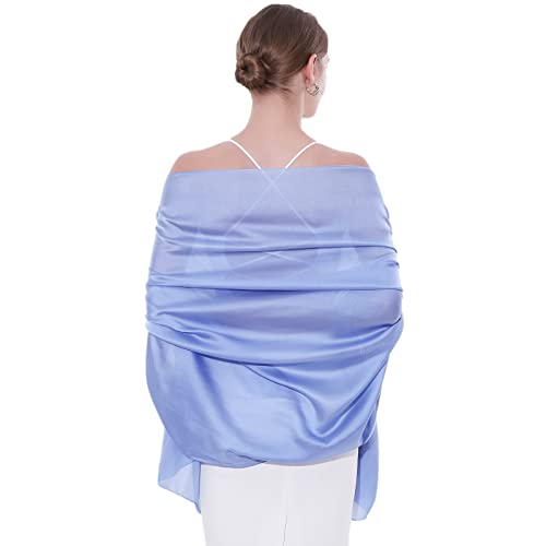 Womens Scarf Pashmina Shawls and Wraps for Evening Dresses Like Chiffon Silk Scarf for Bridal Weddings - color: Blue