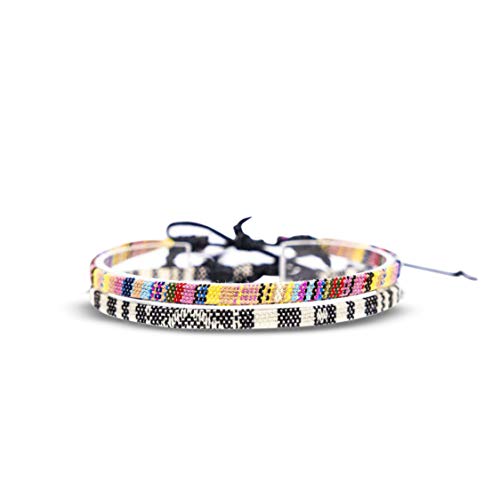 Made by Nami 2 Pcs Boho Surfer Bracelets for Women and Men Waterproof and Adjustable Braided Bracelets Set of 2 for Ethnic Hippie Style - color: White & Yellow