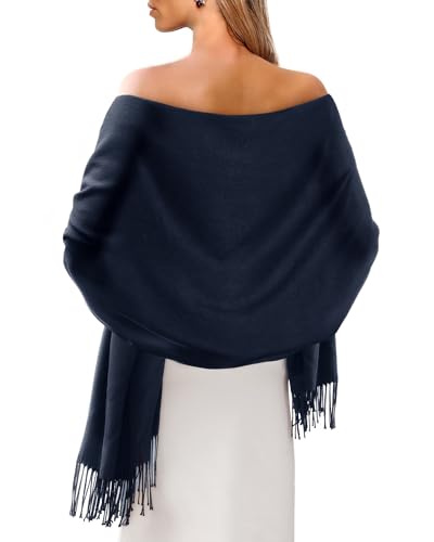 FURTALK Pashmina Shawl Wraps for Women Evening Dresses Blanket Scarves Fashion Scarf Wedding Gifts - color: 02-blue Navy
