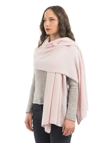 Dalle Piane Cashmere Womens Wool Cashmere Blend Stole Soft Italian Shawl Wrap for Wedding Evening Gift Made in Italy - color: Pink
