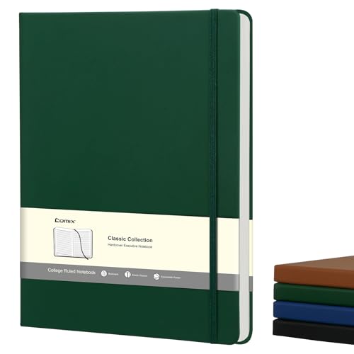 Comix A4 Lined Journal Notebooks, 208 Pages, Large Size-8.5" x 11", Dark Green, Hardcover Journaling Notebooks for Men & Women- Fits for Office, Business, School, Notes Taking & Writing - color: Dark Green, size: A4-Lined