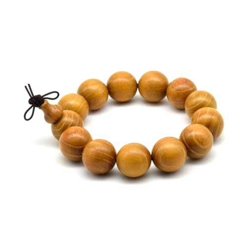 Zen Dear Natural Golden Sandalwood Mexican Bocote Mala Prayer Bead Bracelet Link Wrist Necklace Mala Beads - style: 18mm 13 beads