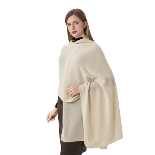 Cashmere Wrap Soft Knitted Scarf Stole for Women Airplane Travel Blanket Shawl 87x28 IN Extra Large Pashmina - color: Beige