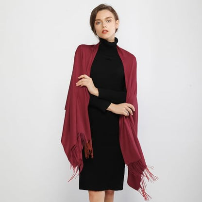 RIIQIICHY Women's Scarf Pashmina Shawls and Wraps for Evening Dress Bridesmaid Wedding Bridal Winter Warm Long Large Scarves - color: Dark Red
