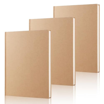 zmybcpack 3 Pack B5 Blank Notebook Journals 7.6" x 10", 160 Pages/80 Sheets, UnlinedHardcover Sketchbook Kraft Travel Journal for College, School, Office - size: 7.6" x 10"（3 pack）