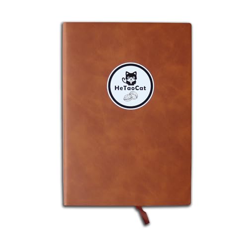 HeTaoCat Lined Journal Notebook, 200 Numbered Pages, A5 Medium Size (5.7'' x 8.3''), for Men & Women, Journaling, Writing, Work & Office, Soft-sided Leather Hardcover, 100 GSM Thick Paper (Brown) - color: Brown