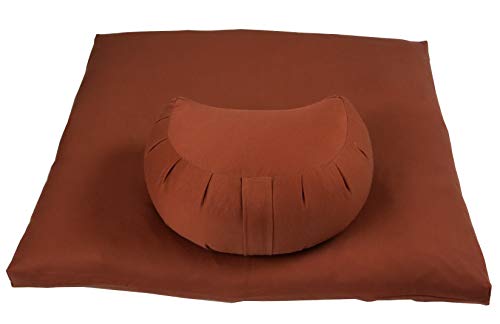 Buckwheat Crescent Zafu and Zabuton Meditation Cushion Set (2pc)