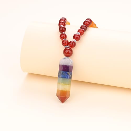 COAI Handmade 108 Beads Mala Necklace for Women, Green Aventurine/Amethyst Onyx 7 Chakra Necklace for Women - style: 7 Chakra
