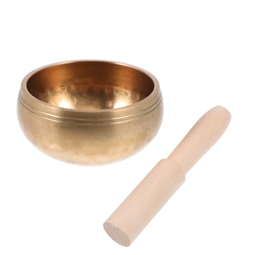 Meditation Bowl Set Lightweight Portable Golden Singing Sound Holder with Stick and Gasket for Yoga Relaxation Stress Relief and Chakra Healing Therapy