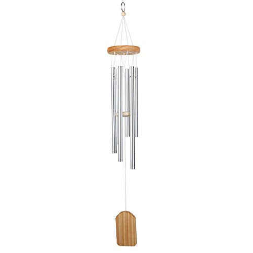 Outdoor Wind Chime, Wind Chimes Bells 6 Metal Tubes Windchime for Garden, Yard, Patio, Home Decoration and Gift, Silver Color (White Wind Chimes)