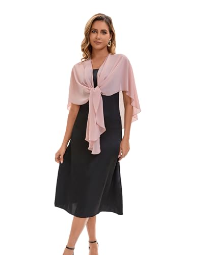 Baoqiya Chiffon Shawl Evening Scarf Shawls and Wraps for Women Wedding Party Bridal Scarves Cover Ups - color: Blush