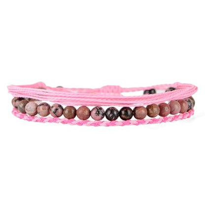 QOGIR Handmade Healing Bracelet,6mm Natural Gem Stone Bracelet rope bracelet - color: Black Rhodonite(Insight and Awareness), size: 6mm